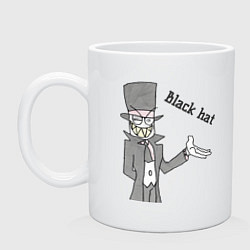 Кружка керамическая Black hat улыбающийся, цвет: белый