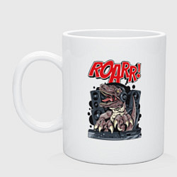 Кружка керамическая DJ dinosaur, цвет: белый