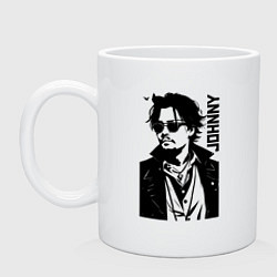 Кружка керамическая Johnny Depp - graphics, цвет: белый