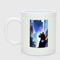 Кружка керамическая Black cat - a resident of the metropolis - New Yor, цвет: фосфор