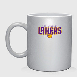 Кружка керамическая Team Lakers, цвет: серебряный