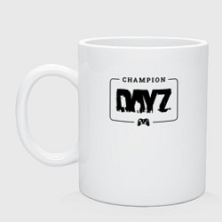 Кружка керамическая DayZ gaming champion: рамка с лого и джойстиком, цвет: белый