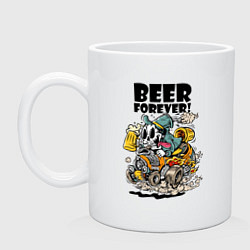 Кружка керамическая Beer forever - motto, цвет: белый