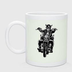 Кружка керамическая Skull biker with beer, цвет: фосфор