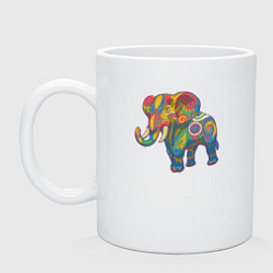 Кружка керамическая Разноцветный слоник, цвет: белый