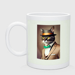 Кружка керамическая Портрет кота джентльмена в шляпе, цвет: фосфор