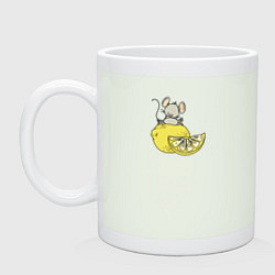 Кружка керамическая Мышка сидит на лимоне, цвет: фосфор