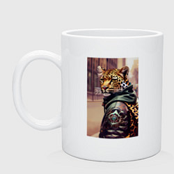 Кружка керамическая Cool leopard - urban style - neural network, цвет: белый