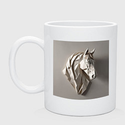 Кружка керамическая Бумажная голова коня, цвет: белый