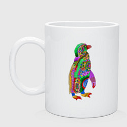 Кружка керамическая Разноцветный пингвин, цвет: белый