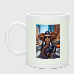 Кружка керамическая Funny elephant - a New Yorker - ai art, цвет: фосфор