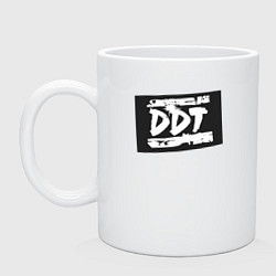 Кружка керамическая ДДТ - логотип, цвет: белый