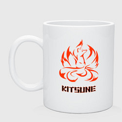 Кружка керамическая Огненная лисица-демон, цвет: белый