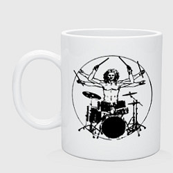 Кружка керамическая Vitruvian six hand drummer, цвет: белый