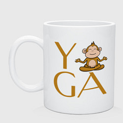 Кружка керамическая Йога - обезьяна, цвет: белый