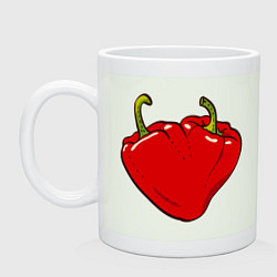 Кружка керамическая Сердце из красных перцев как символ любви к еде, цвет: фосфор