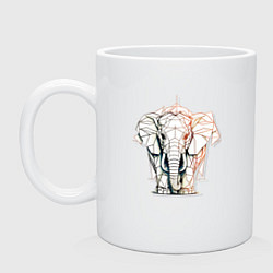Кружка керамическая Слон в геометрическом стиле, цвет: белый