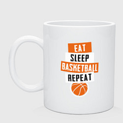Кружка керамическая Eat sleep basketball, цвет: белый