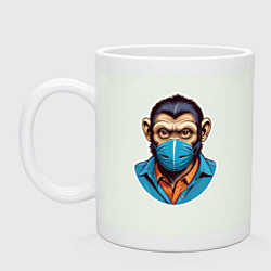 Кружка керамическая Портрет обезьяны в маске, цвет: фосфор