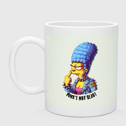 Кружка керамическая Marge Simpson - punks not dead motto, цвет: фосфор