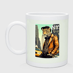 Кружка керамическая The cool leopard is a New Yorker, цвет: фосфор