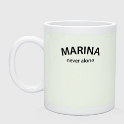 Кружка керамическая Marina never alone - motto, цвет: фосфор