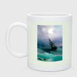 Кружка керамическая Корабль среди бурного моря, цвет: фосфор