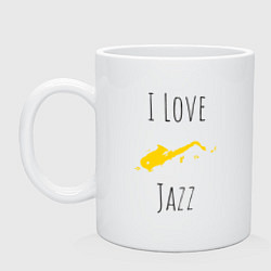 Кружка керамическая Я люблю джаз, цвет: белый