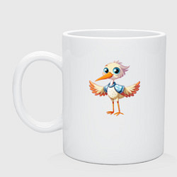 Кружка керамическая Маленький аистёнок, цвет: белый