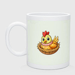 Кружка керамическая Курица в гнезде, цвет: фосфор