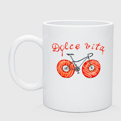 Кружка керамическая Велосипед с пончиками - dolce vita, цвет: белый