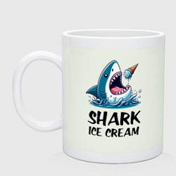 Кружка керамическая Shark ice cream - ai art, цвет: фосфор