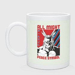 Кружка керамическая Моя геройская академия All Might pease symbol, цвет: фосфор