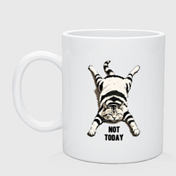 Кружка керамическая Ленивый кот - not today, цвет: белый