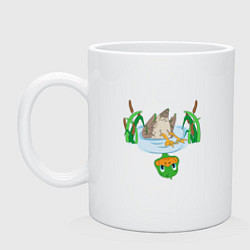 Кружка керамическая Любопытный утенок, цвет: белый