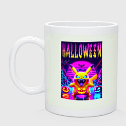 Кружка керамическая Pikachu - halloween vaporwave, цвет: фосфор