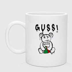 Кружка керамическая Гусси - мишка с гусями, цвет: белый