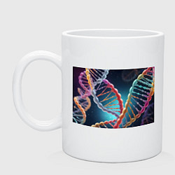 Кружка керамическая Разноцветный ДНК, цвет: белый
