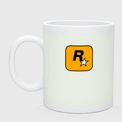 Кружка керамическая Rockstar logo, цвет: фосфор