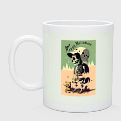 Кружка керамическая Прикольный черепок - хэллоуин, цвет: фосфор