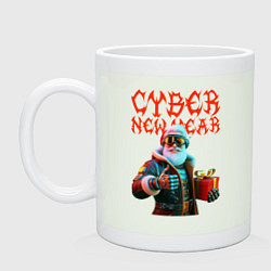 Кружка керамическая Santa with gift - cyberpunk, цвет: фосфор