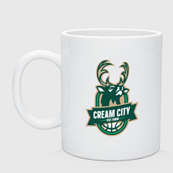 Кружка керамическая Milwaukee Bucks cream city, цвет: белый