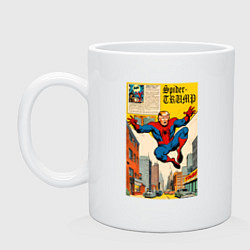 Кружка керамическая Spider-Trump superhero, цвет: белый