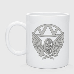 Кружка керамическая Железнодорожные войска: эмблема, цвет: белый