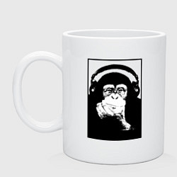 Кружка керамическая Monkey in the headphones, цвет: белый