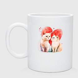 Кружка керамическая Любовь кошачья, цвет: белый