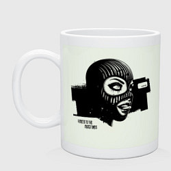 Кружка керамическая A girl with a snarl in a mask, цвет: фосфор