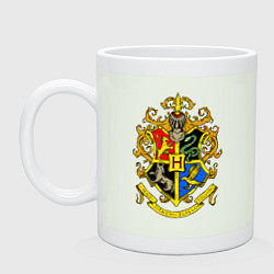 Кружка керамическая Хогвартс - герб, цвет: фосфор