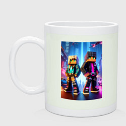 Кружка керамическая Minecraft - characters neon glow, цвет: фосфор