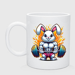 Кружка керамическая Gym bunny barbell, цвет: белый